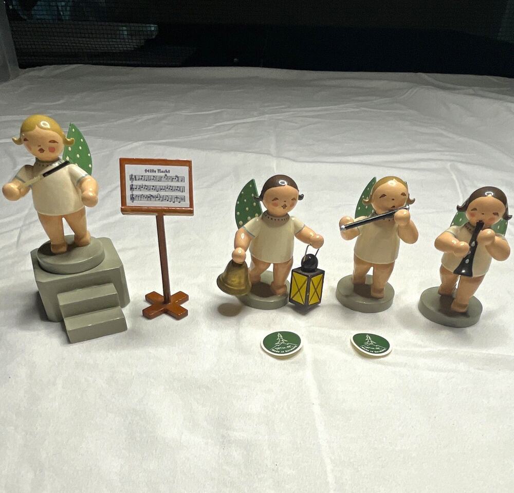 Wendt and Kuhn Germany Hand Painted Wooden Angel Orchestra